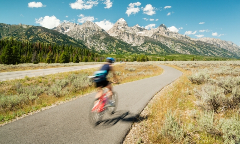 Biking through Grand Teton National Park