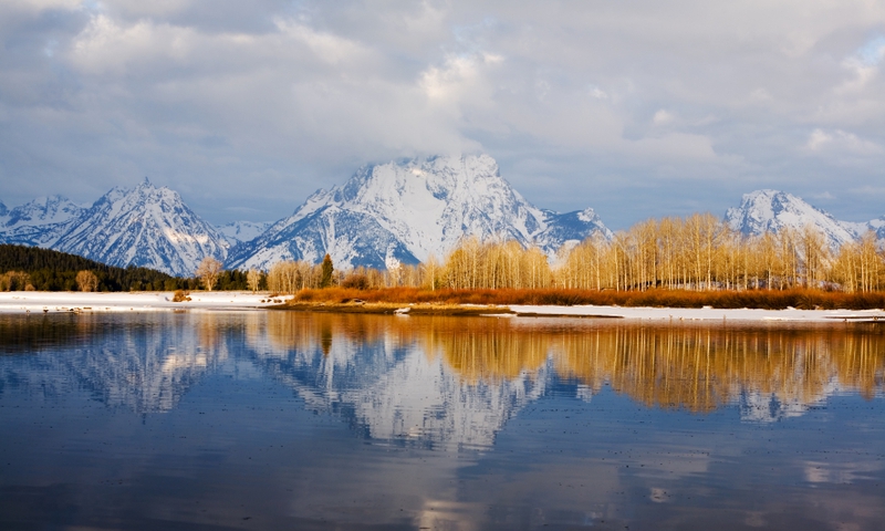 Grand Teton National Park Winter Snow Oxbow Bend Snake River Mount Moran